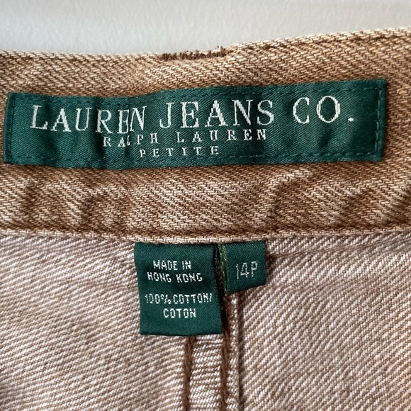 Vtg Y2K Ralph Lauren Studded Denim Jeans Size 14 Petite Tan Boho Western - Picture 4 of 9
